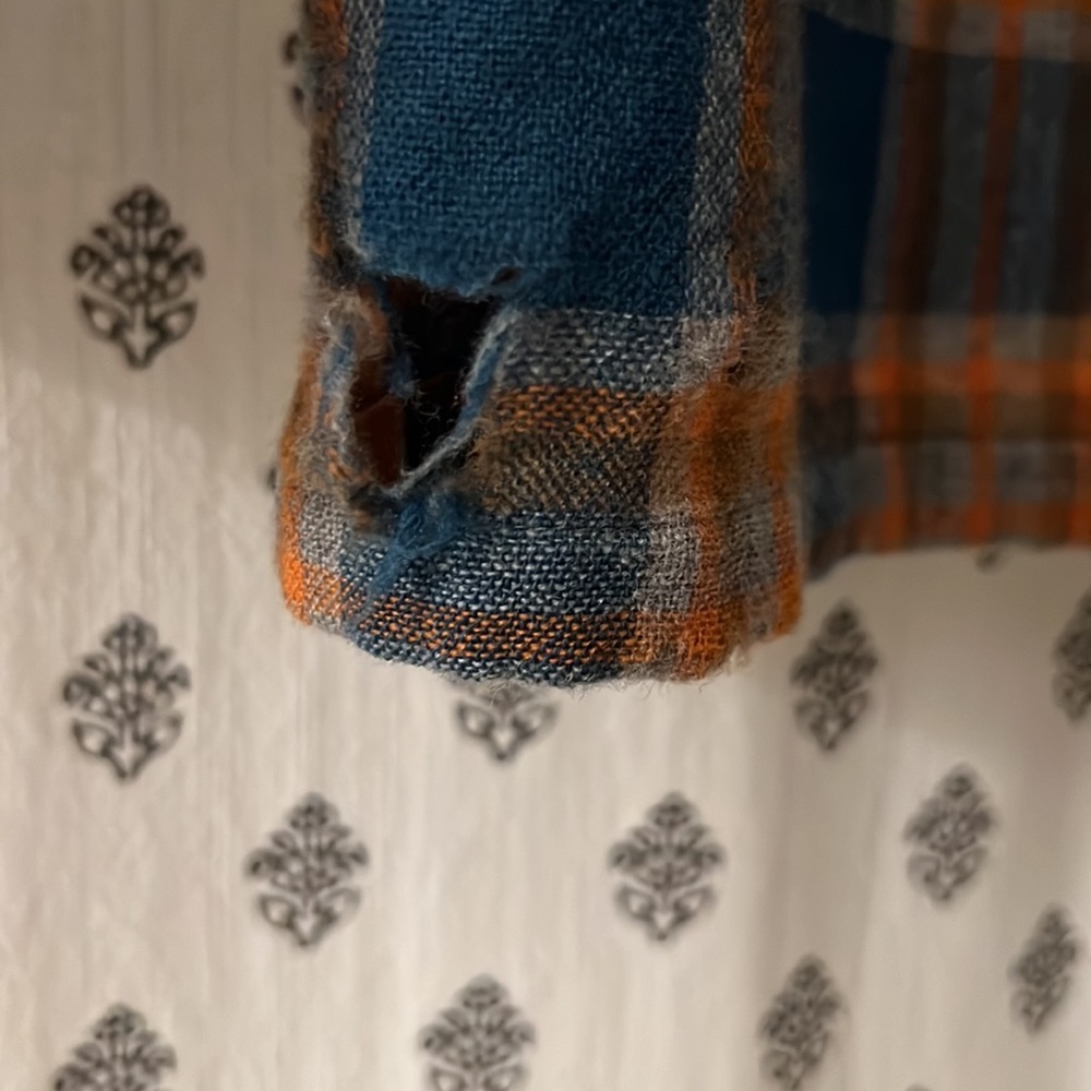 VTG Pendleton Orange and Blue Wool Men’s Flannel Size L - Picture 11 of 15